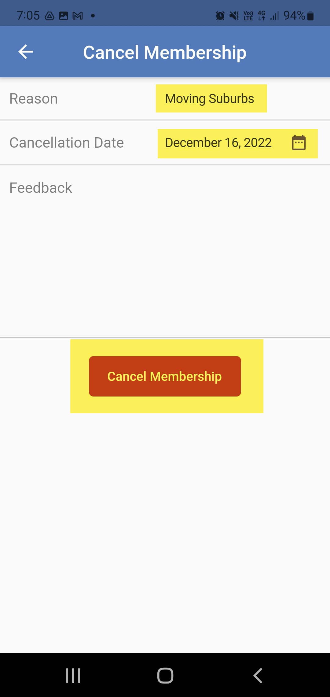 Membership Cancellation – Step 4